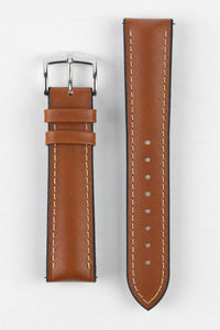 Hirsch JAMES Gold Brown Leather & Rubber Performance Watch Strap 20 mm  - Medium