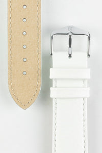 Hirsch KANSAS Buffalo-Embossed Calf Leather Watch Strap in WHITE 18 mm