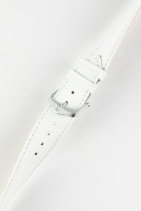Hirsch KANSAS Buffalo-Embossed Calf Leather Watch Strap in WHITE 18 mm
