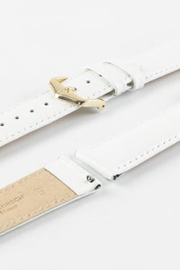 Hirsch KANSAS Buffalo-Embossed Calf Leather Watch Strap in WHITE
