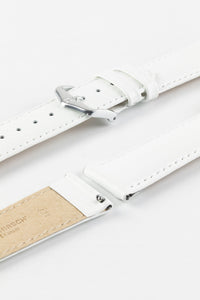 Hirsch KANSAS Buffalo-Embossed Calf Leather Watch Strap in WHITE 18 mm