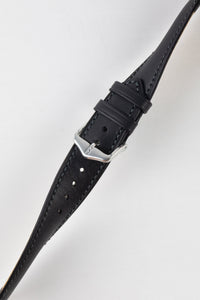 Hirsch KENT Textured Natural Leather Watch Strap in BLACK