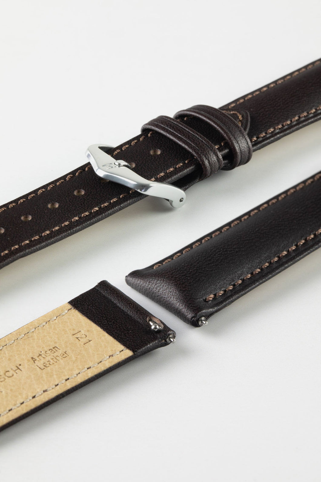 Hirsch KENT Brown Textured Natural Leather Watch Strap
