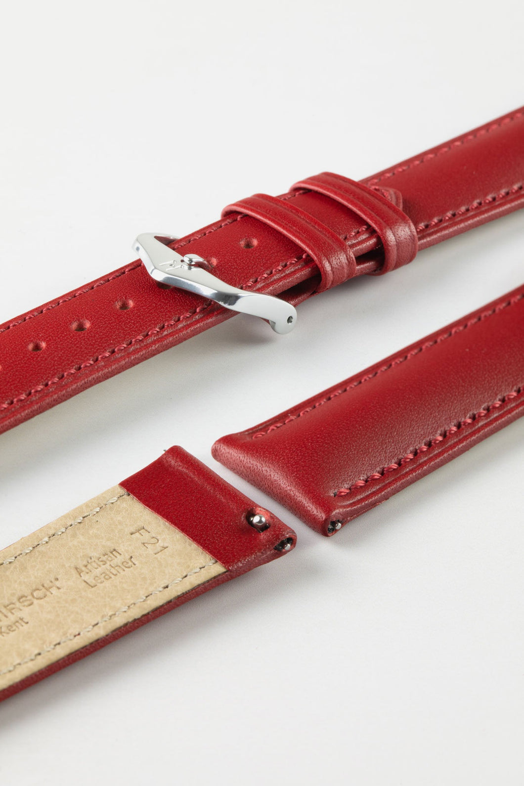 Hirsch KENT Red Textured Natural Leather Watch Strap