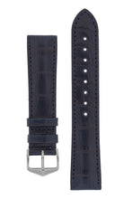 Load image into Gallery viewer, Hirsch London Genuine Matt Alligator Leather Watch Strap in Blue (with Polished Silver Steel H-Tradition Buckle)