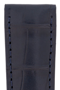 Hirsch London Genuine Matt Alligator Leather Watch Strap in Blue (Close-Up Texture Detail)