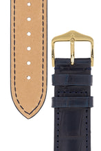 Load image into Gallery viewer, Hirsch London Genuine Matt Alligator Leather Watch Strap in Blue (Underside &amp; Tapers)