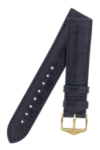 Hirsch London Genuine Matt Alligator Leather Watch Strap in Blue