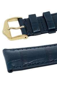 Hirsch London Genuine Matt Alligator Leather Watch Strap in Blue (Keepers)