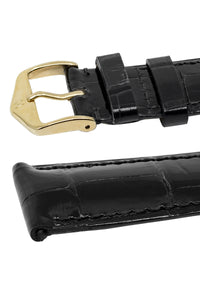 Hirsch London Genuine Shiny Glosee Alligator Leather Watch Strap in Black (Keepers)