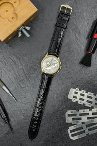 Hirsch London Genuine Shiny Glosee Alligator Leather Watch Strap in Black (Promo Photo)