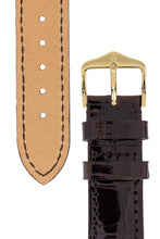 Load image into Gallery viewer, Hirsch London Genuine Shiny Glosee Alligator Leather Watch Strap in Brown (Underside &amp; Tapers)