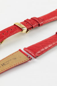 Hirsch REGENT Red Genuine Alligator Leather Watch Strap 20 mm