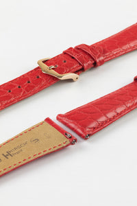 Hirsch REGENT Red Genuine Alligator Leather Watch Strap 20 mm