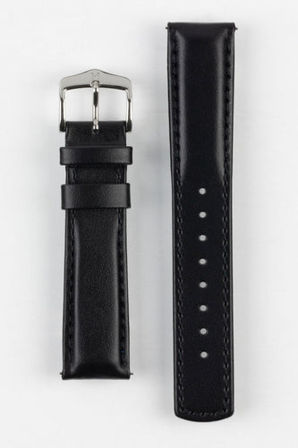 Hirsch RUNNER Black Water-Resistant Calf Leather Watch Strap