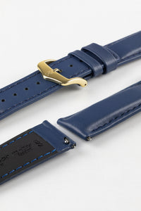 Hirsch RUNNER Water-Resistant Calf Leather Watch Strap in BLUE