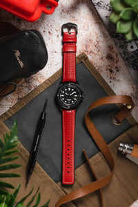 Hirsch TIGER Strap Perforated Leather Performance in RED