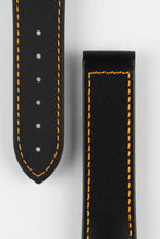 Load image into Gallery viewer, Hirsch VOYAGER Calfskin Deployment Watch Strap in BLACK/ORANGE