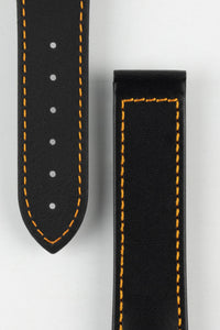 Hirsch VOYAGER Calfskin Deployment Watch Strap in BLACK/ORANGE