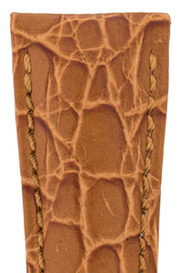 Hirsch Aristocrat Crocodile-Embossed Leather Watch Strap in Gold Brown (Texture Detail)