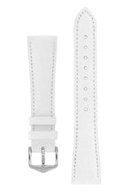 Load image into Gallery viewer, Hirsch Aristocrat Crocodile-Embossed Leather Watch Strap in White (with Polished Silver Steel Buckle)