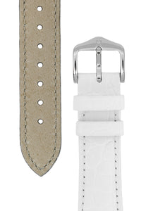 Hirsch Aristocrat Crocodile-Embossed Leather Watch Strap in White (Tapers & Buckle)