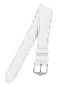 Hirsch Aristocrat Crocodile-Embossed Leather Watch Strap in White