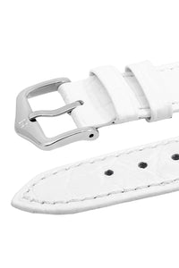 Hirsch Aristocrat Crocodile-Embossed Leather Watch Strap in White