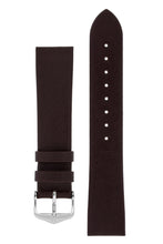 Load image into Gallery viewer, Hirsch Diamond Calf Low-Profile Leather Watch Strap in Brown (with Polished Silver Steel H-Standard Buckle)