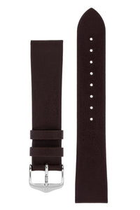 Hirsch Diamond Calf Low-Profile Leather Watch Strap in Brown (with Polished Silver Steel H-Standard Buckle)