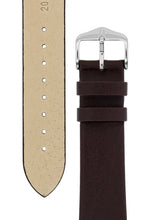 Load image into Gallery viewer, Hirsch Diamond Calf Low-Profile Leather Watch Strap in Brown (Tapers &amp; Buckle)