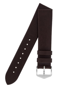 Hirsch Diamond Calf Low-Profile Leather Watch Strap in Brown