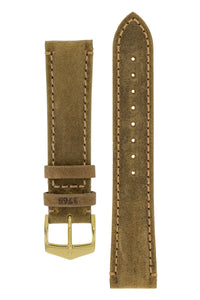 Hirsch Heritage Natural Calfskin Leather Watch Strap in Gold Brown (with Polished Gold Steel H-Classic Buckle)