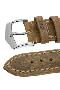Hirsch Heritage Natural Calfskin Leather Watch Strap in Gold Brown (Embossed Keeper Detail)