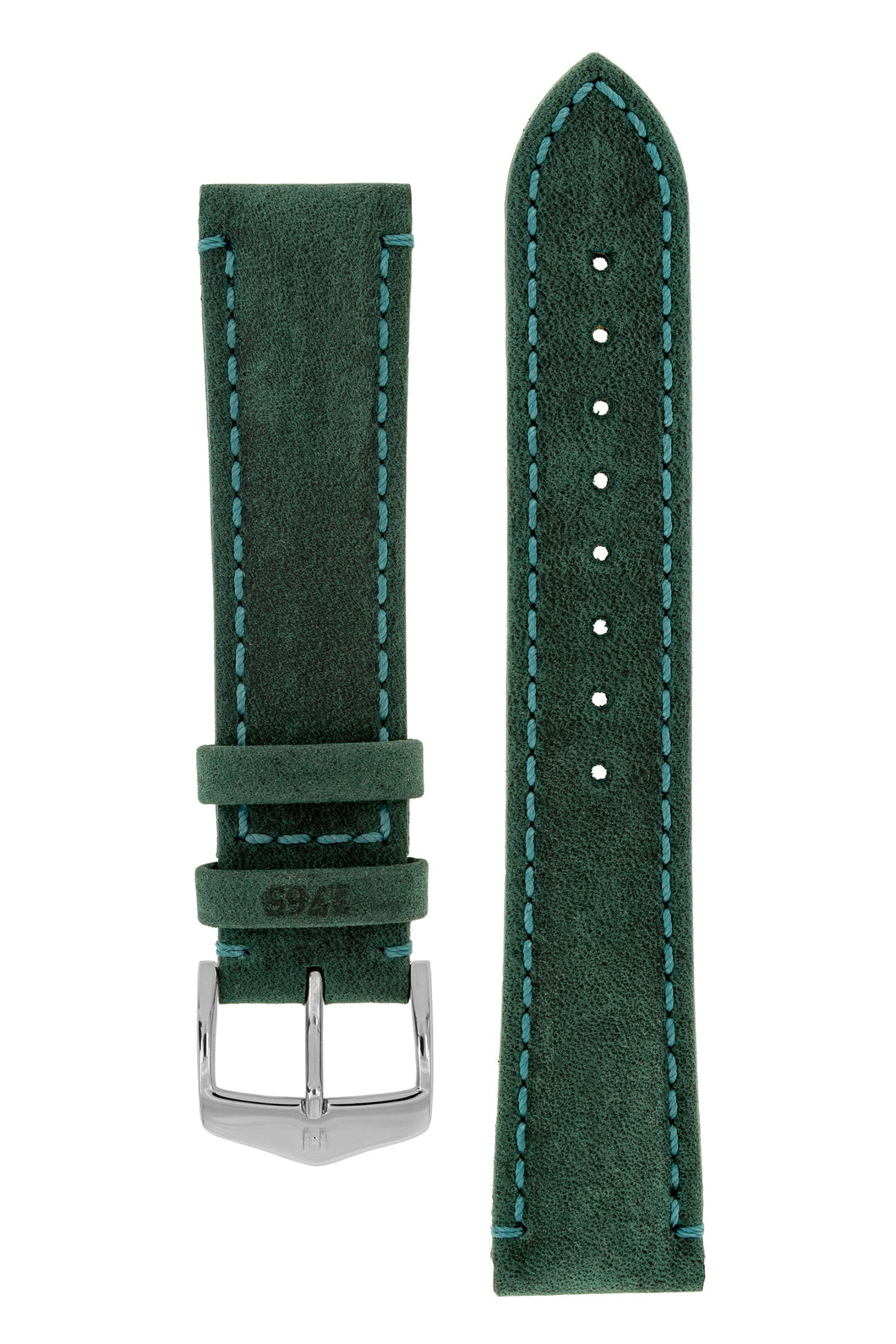 Hirsch Heritage Natural Calfskin Leather Watch Strap in Teal (with Polished Silver Steel H-Classic Buckle)