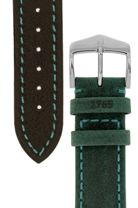 Hirsch Heritage Natural Calfskin Leather Watch Strap in Teal (Underside & Tapers)