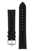Load image into Gallery viewer, Hirsch Highland Calf Leather Watch Strap in Black (with Polished Silver Steel H-Standard Buckle)