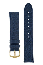 Load image into Gallery viewer, Hirsch Highland Calf Leather Watch Strap in Blue (with Polished Gold Steel H-Standard Buckle)