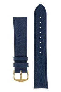 Hirsch Highland Calf Leather Watch Strap in Blue (with Polished Gold Steel H-Standard Buckle)