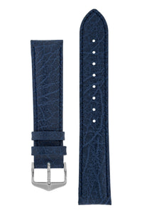 Hirsch Highland Calf Leather Watch Strap in Blue (with Polished Silver Steel H-Standard Buckle)
