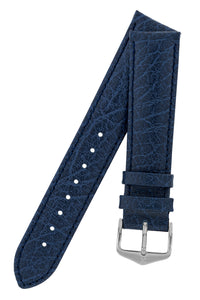 Hirsch Highland Calf Leather Watch Strap in Blue