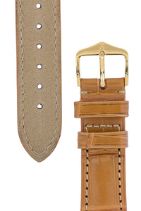 Hirsch London Genuine Matt Alligator Leather Watch Strap in Honey Brown (Underside & Tapers)