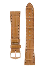Load image into Gallery viewer, Hirsch London Genuine Matt Alligator Leather Watch Strap in Honey Brown (with Polished Rose Gold Steel H-Tradition Buckle)