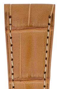 Hirsch London Genuine Matt Alligator Leather Watch Strap in Honey Brown (Close-Up Texture Detail)