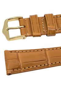 Hirsch London Genuine Matt Alligator Leather Watch Strap in Honey Brown (Keepers)