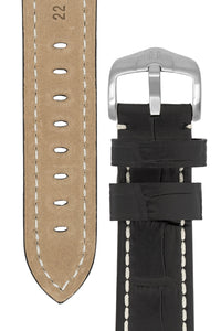 Hirsch Knight Alligator Embossed Leather Watch Strap in Black (Underside & Tapers)
