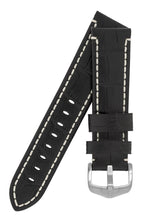 Load image into Gallery viewer, Hirsch Knight Alligator Embossed Leather Watch Strap in Black