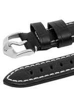 Load image into Gallery viewer, Hirsch Knight Alligator Embossed Leather Watch Strap in Black (Keepers)