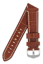 Load image into Gallery viewer, Hirsch Knight Alligator Embossed Leather Watch Strap in Gold Brown