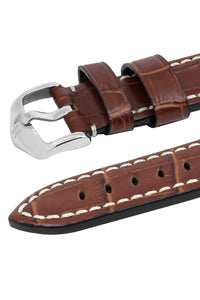 Hirsch Knight Alligator Embossed Leather Watch Strap in Gold Brown (Keepers)